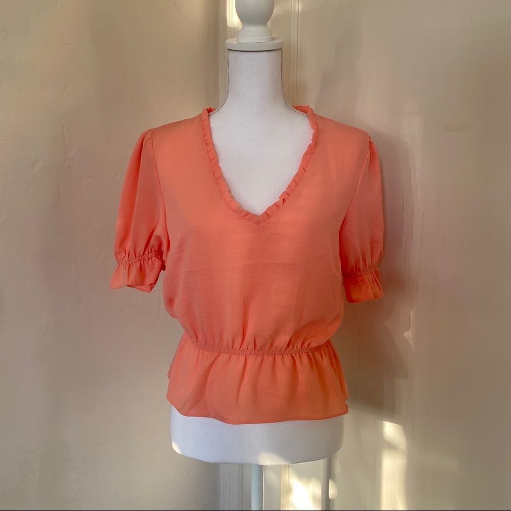 Topshop Morgan Ruffle Trim Peplum Top